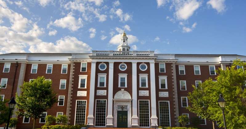 The campus of Harvard Business School in Boston, MA