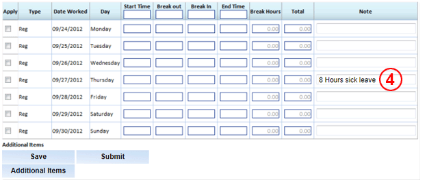 weekly time entry grid